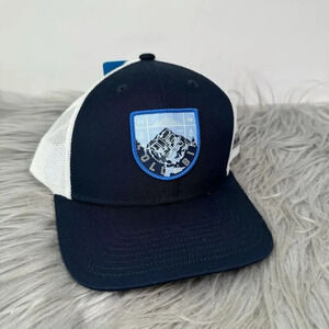 Columbia Hat Navy Blue White Mesh Snapback Baseball Cap Hiking Outdoor Range New